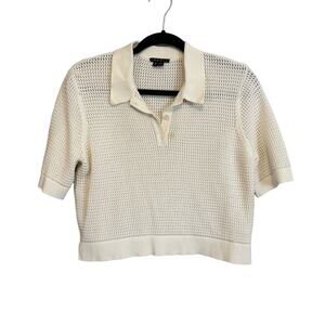 Theory Crop Open Knit Top Cream Medium
